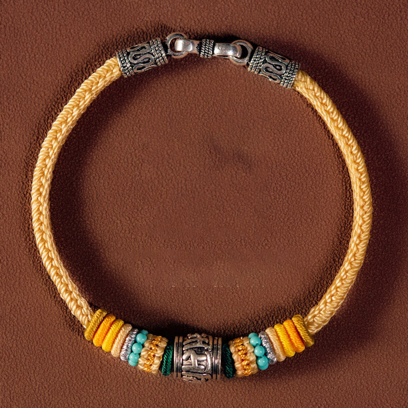 Om Mani Padme Hum Silver Bracelet | Tibetan Purity Braided