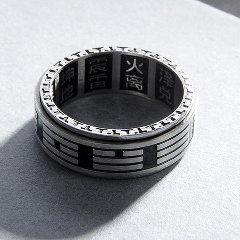 Bague d'équilibre rotative Yin Yang en acier titane