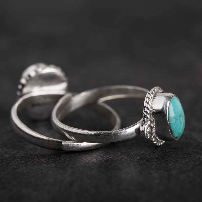 Bague turquoise ajustable en argent sterling 925 Sagesse