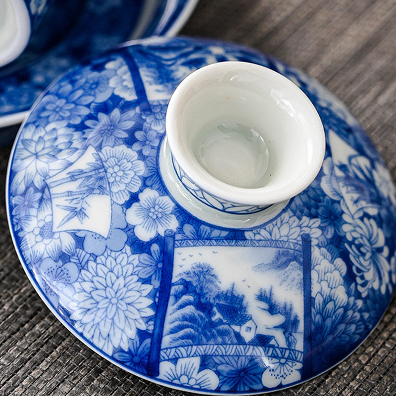Ceramic Jingdezhen Dragon Phoenix Gaiwan Tea Cup 170ml