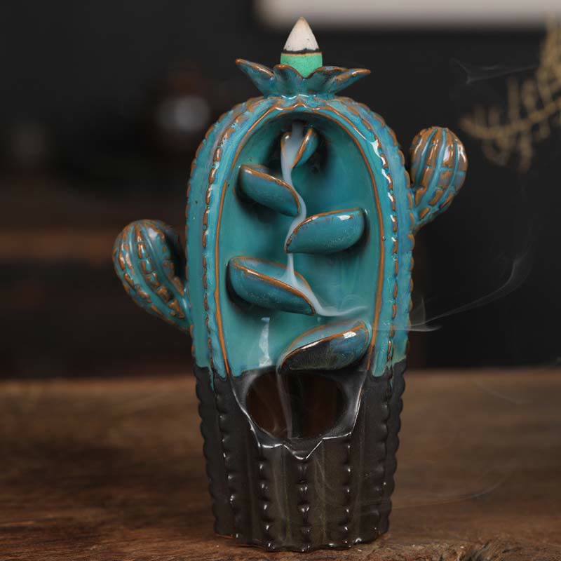 Brûle-encens en céramique à reflux Cactus 12,5 cm Relaxation