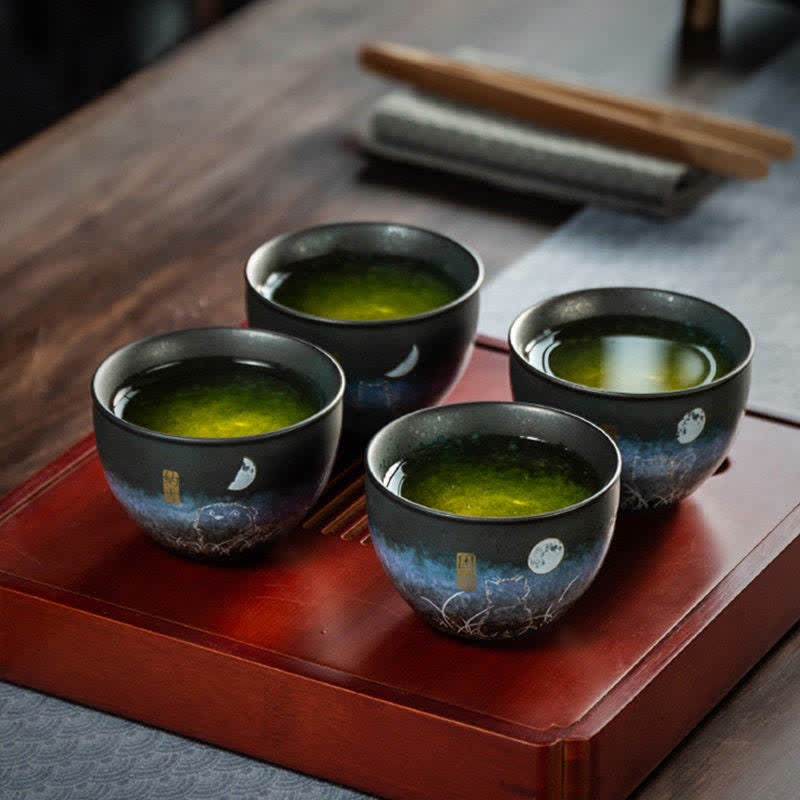 Tasse à thé en céramique motif chat noir 140 ml - Vaisselle japonaise