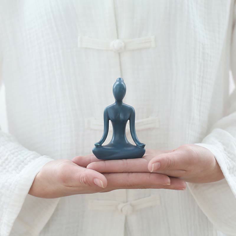 Statue de Bouddha en céramique | Sculpture abstraite de méditation et de yoga