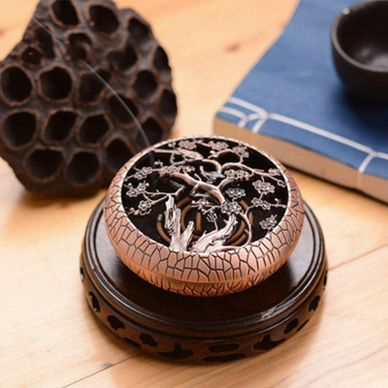 Brûle-encens en céramique à motif de chrysanthème pour une méditation paisible