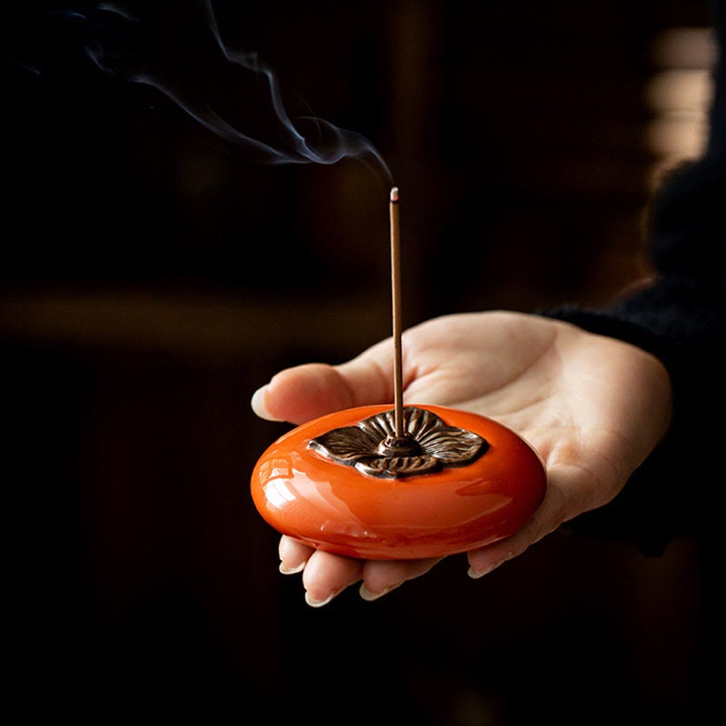 Brûleur d'encens en céramique kaki pour la guérison par la méditation