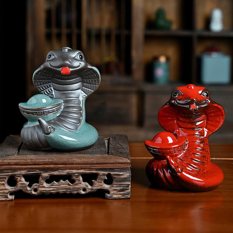 Lingot de serpent en céramique Fu Character Zen Décoration d'intérieur
