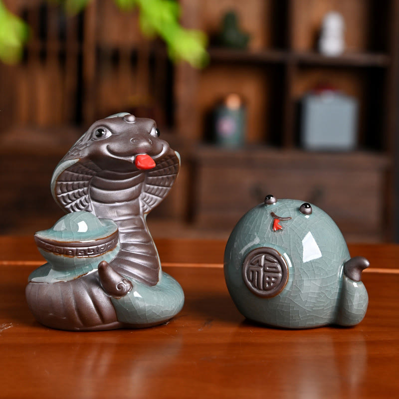 Lingot de serpent en céramique Fu Character Zen Décoration d'intérieur