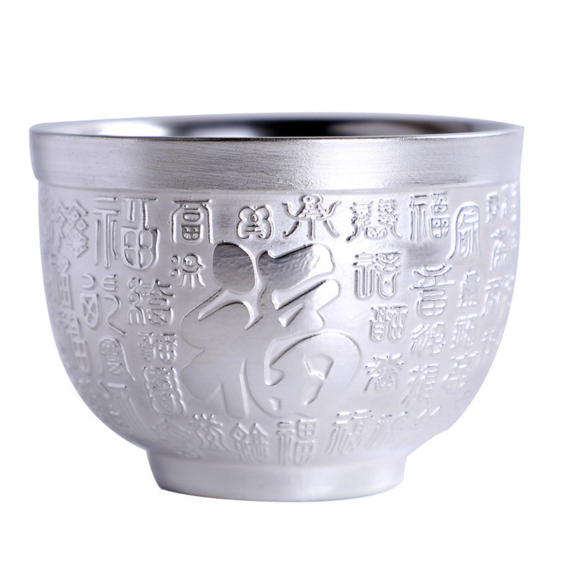 Tasse à thé en céramique avec dragon, phénix et personnage Fu - Décoration zen