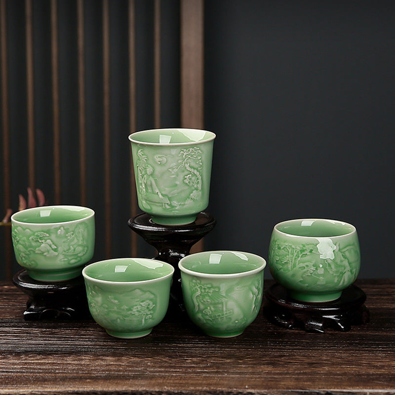 Tasse à thé en céramique avec motif paysage zen | Capacité : 130 à 195 ml