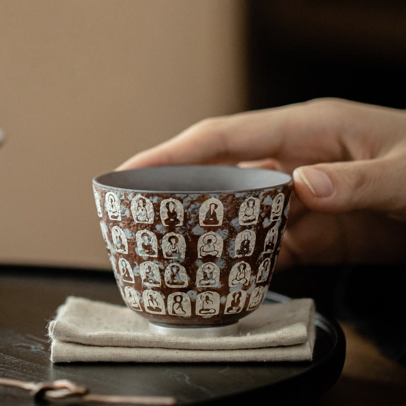 Tasse à thé zen en céramique 100 ml avec coffret cadeau - Décor de méditation