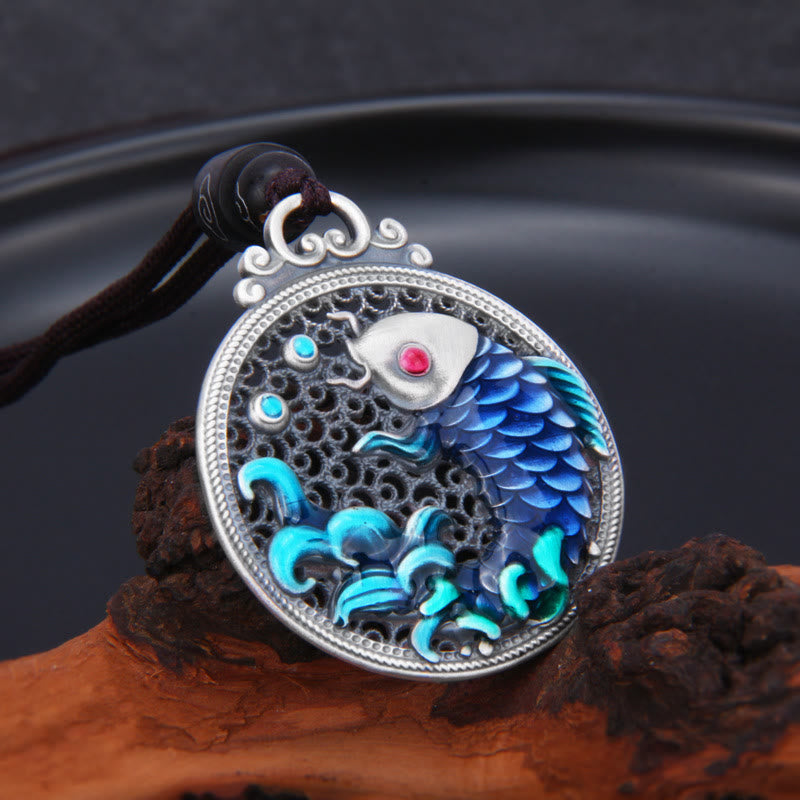 999 Sterling Silver Luck Koi Fish Success Prosperity Necklace