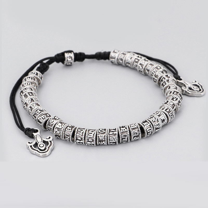 Bracelet réglable en alliage avec mantra Om Mani Padme Hum