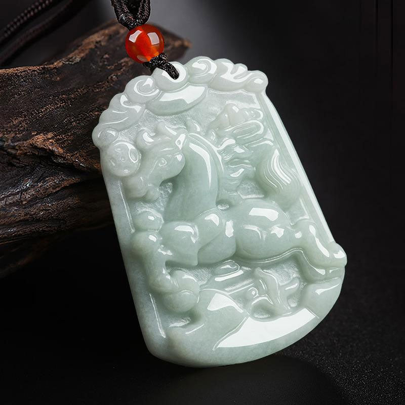 Unisex Jade Necklace with 12 Chinese Zodiac Pendants for Abundance