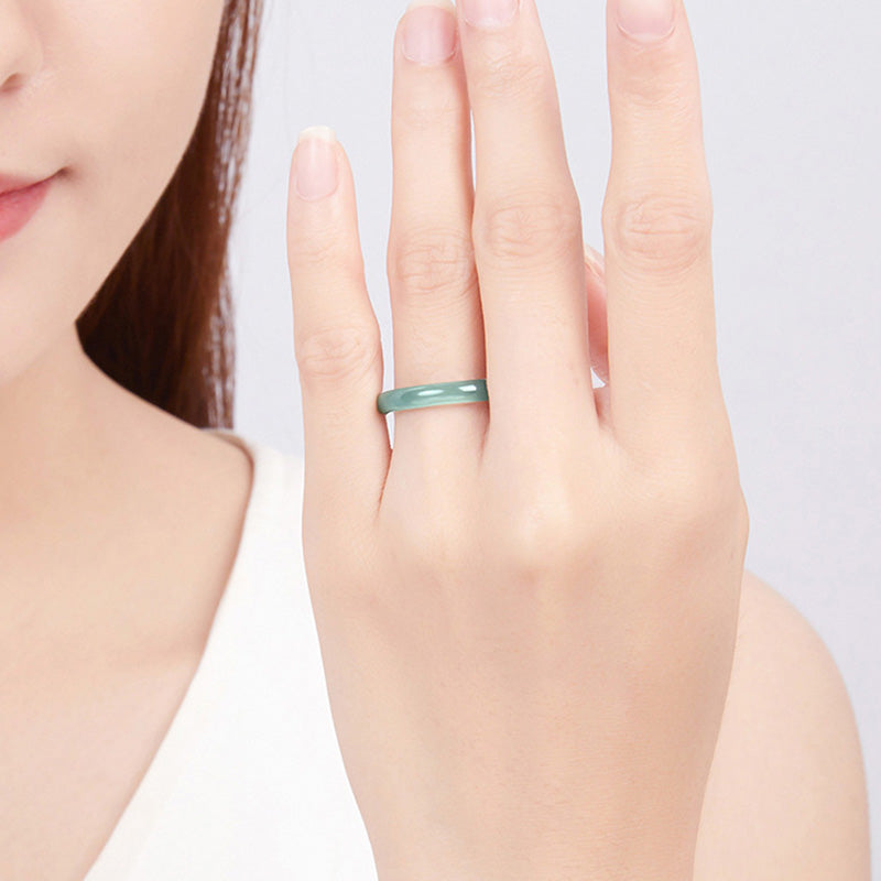 Bague en jade de 16 mm pour la prospérité, la protection et le succès
