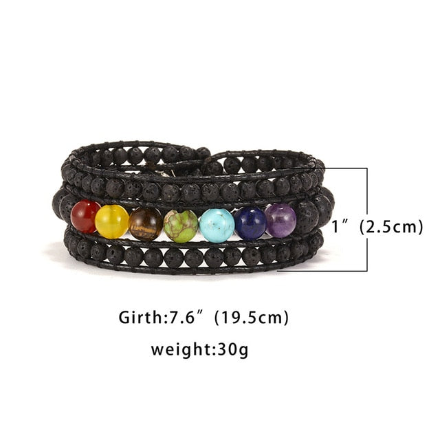 Bracelet d'aromathérapie en pierres précieuses des 7 chakras avec pierres de lave