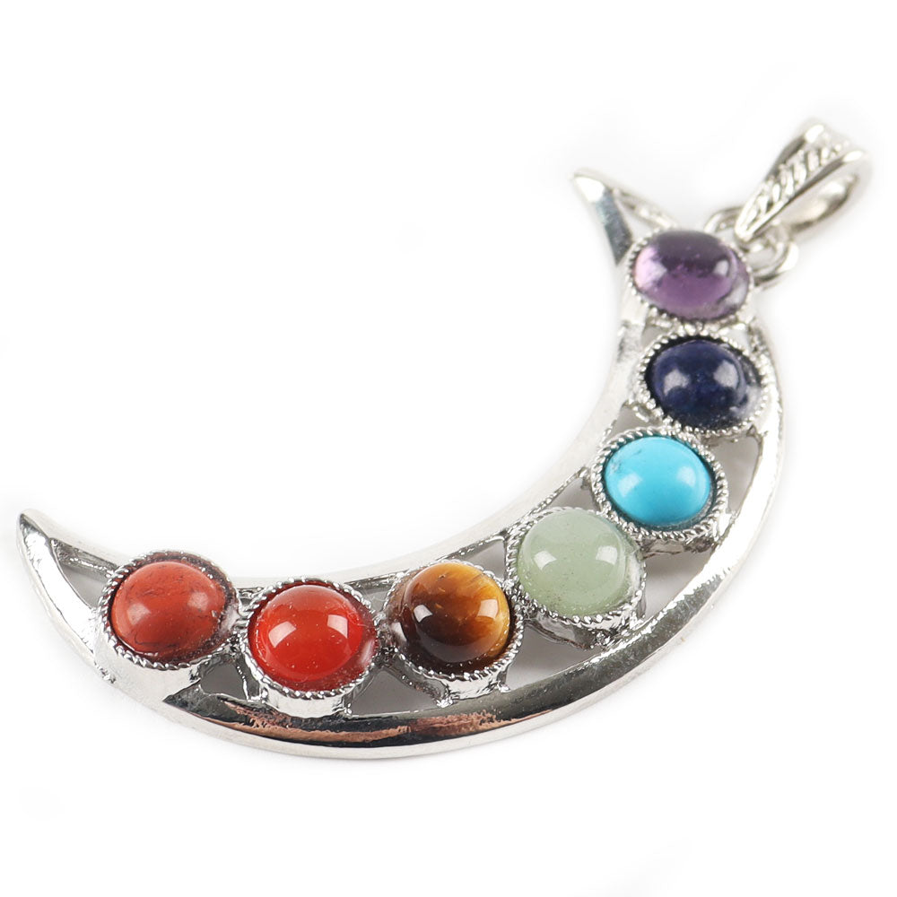 Chakra Healing Pendant | 7 Chakra Crystals Moon Necklace