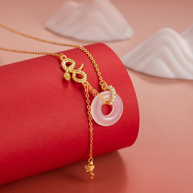 Collier Harmonie Année du Serpent en argent sterling 925 et calcédoine