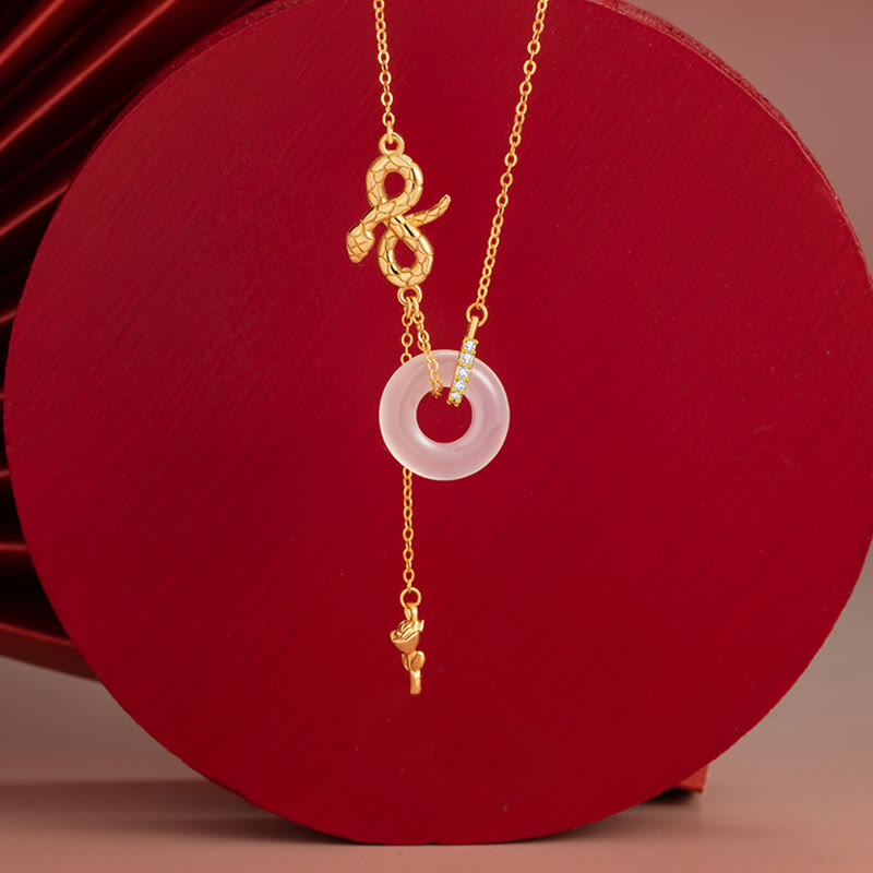 Collier Harmonie Année du Serpent en argent sterling 925 et calcédoine