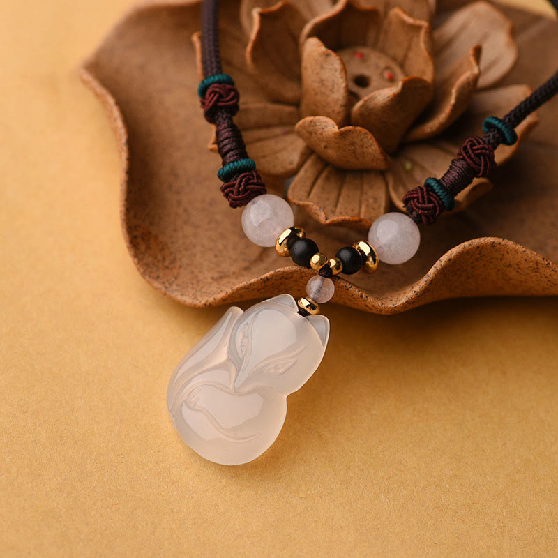 Collier Harmonie en Cristal Rose Calcédoine 60 cm Unisexe