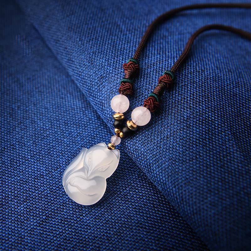 Collier Harmonie en Cristal Rose Calcédoine 60 cm Unisexe