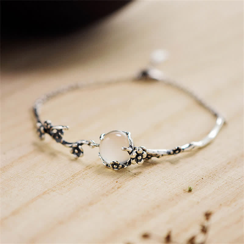 Bracelet d'harmonie positive en calcédoine, taille réglable