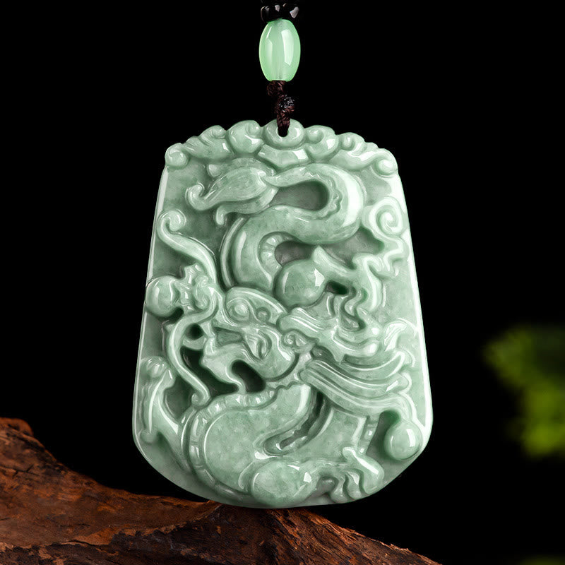 Collier pendentif de protection en jade dragon du zodiaque chinois