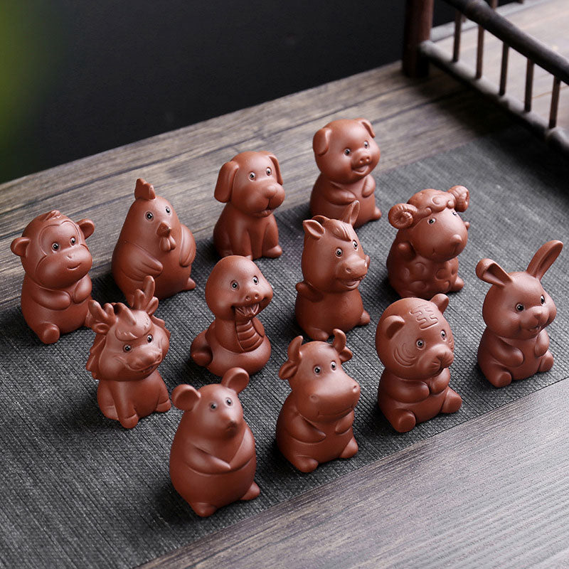 Figurine de richesse en argile violette du zodiaque chinois | Prospérité