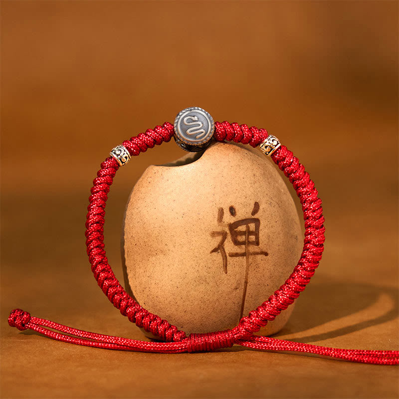 Bracelet cordon rouge zodiaque chinois en argent sterling