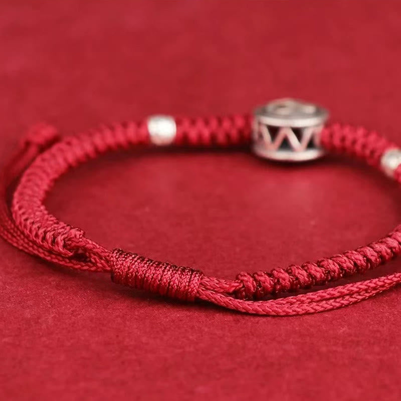 Bracelet cordon rouge zodiaque chinois en argent sterling