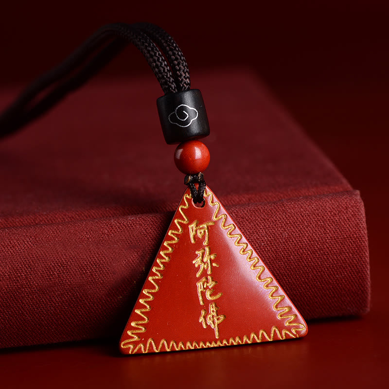 Collier pendentif Amitabha en cinabre pour le calme et l'équilibre spirituel