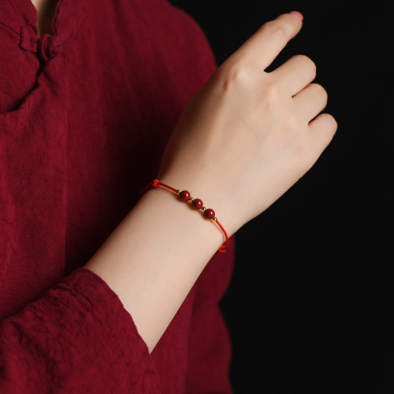 Bracelet et bracelet de cheville en cinabre avec cordon porte-bonheur