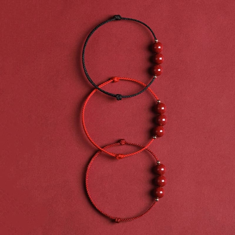 Bracelet et bracelet de cheville en cinabre avec cordon porte-bonheur