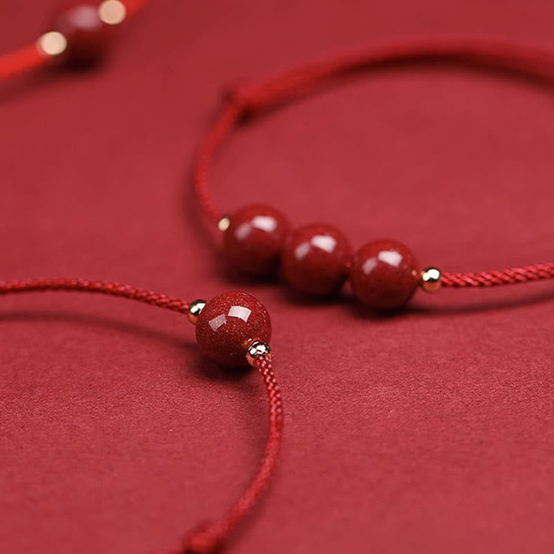 Bracelet et bracelet de cheville en cinabre avec cordon porte-bonheur