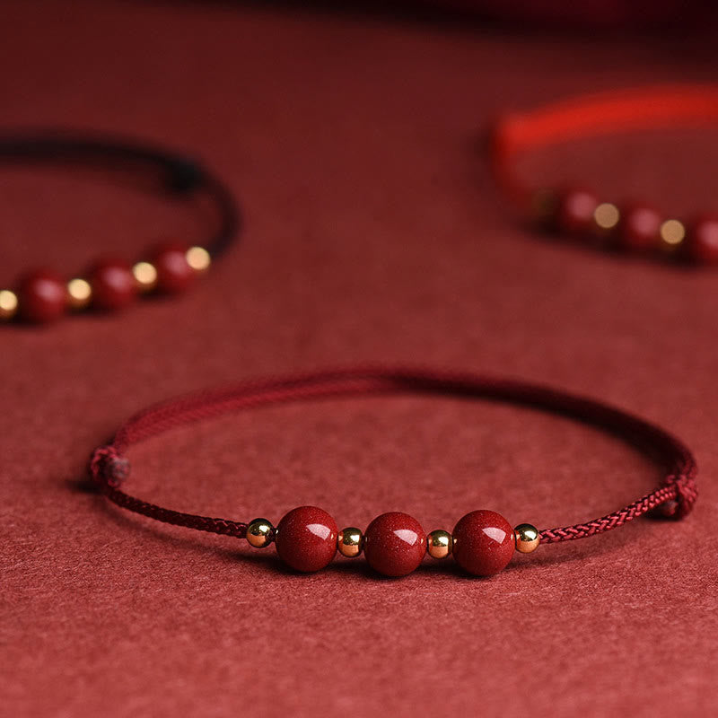 Bracelet et bracelet de cheville en cinabre avec cordon porte-bonheur
