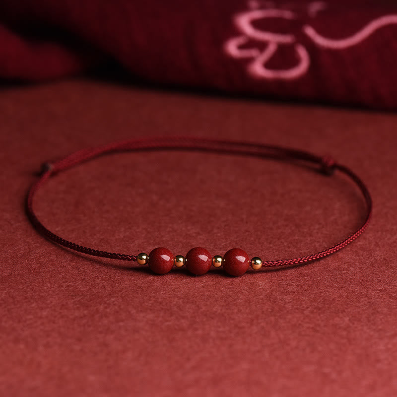 Bracelet et bracelet de cheville en cinabre avec cordon porte-bonheur