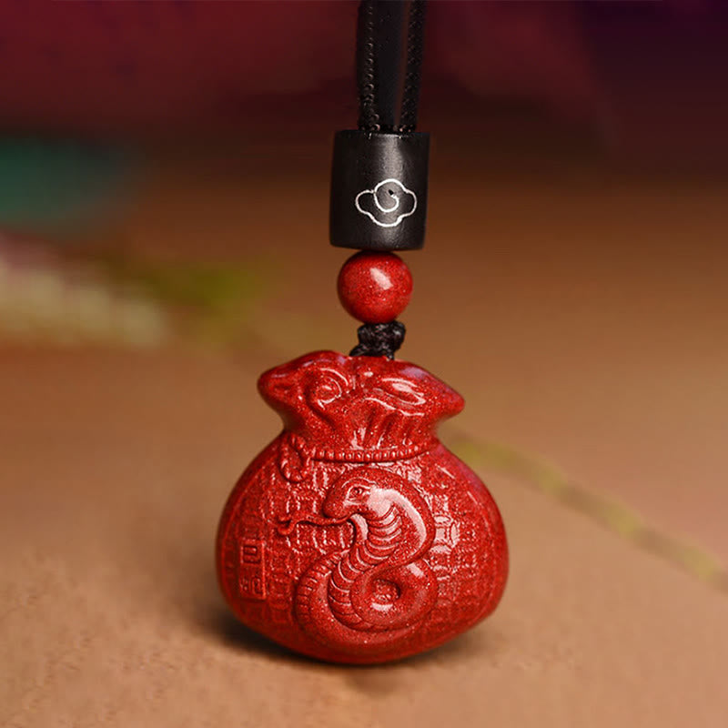 Collier porte-monnaie en cinabre, symbole du zodiaque chinois, pour le calme et la prospérité