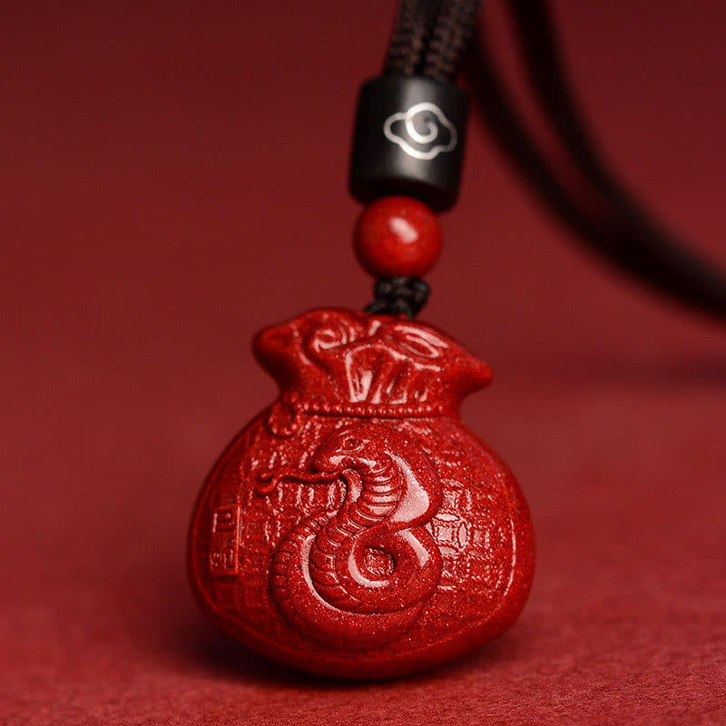 Collier porte-monnaie en cinabre, symbole du zodiaque chinois, pour le calme et la prospérité