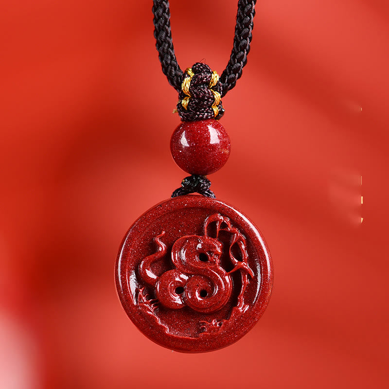 Collier du zodiaque chinois en cinabre pour le calme et l'équilibre