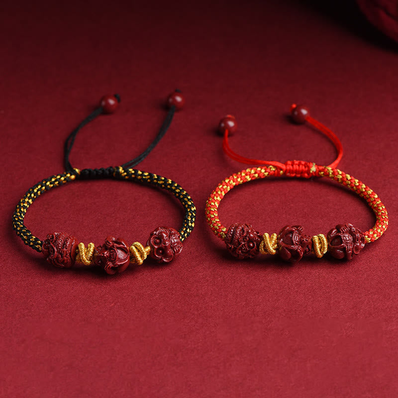 Bracelet en fil rouge du zodiaque chinois Cinabre pour la chance et la protection