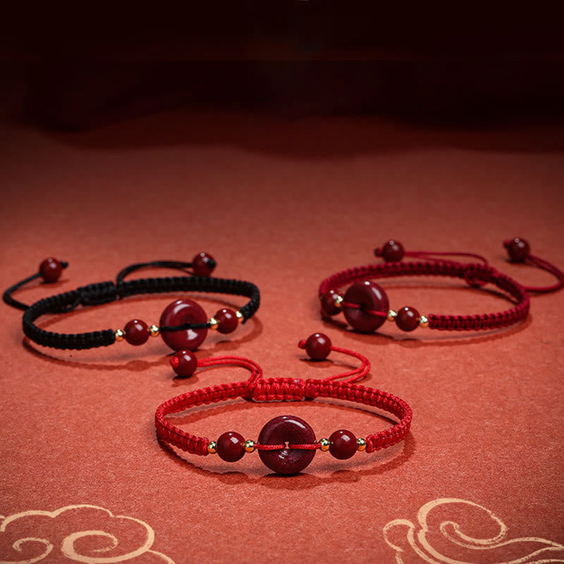 Bracelet de paix en cinabre avec cordon rouge pour la protection et les bénédictions