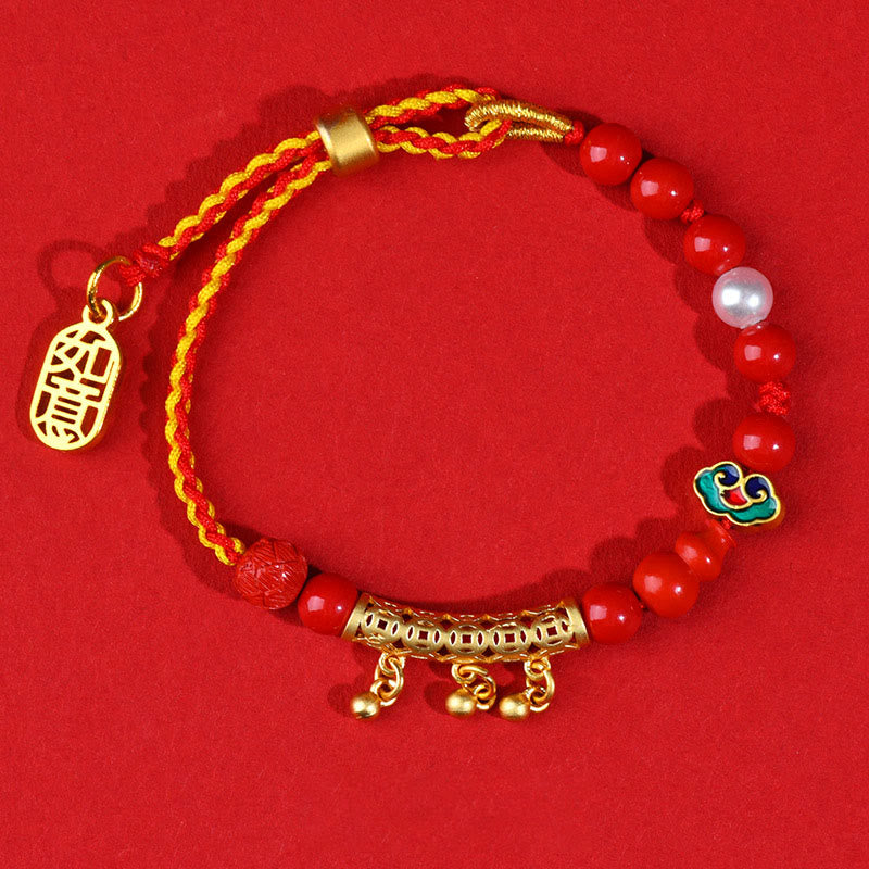 Bracelet Ruyi Calm en corde rouge cinabre