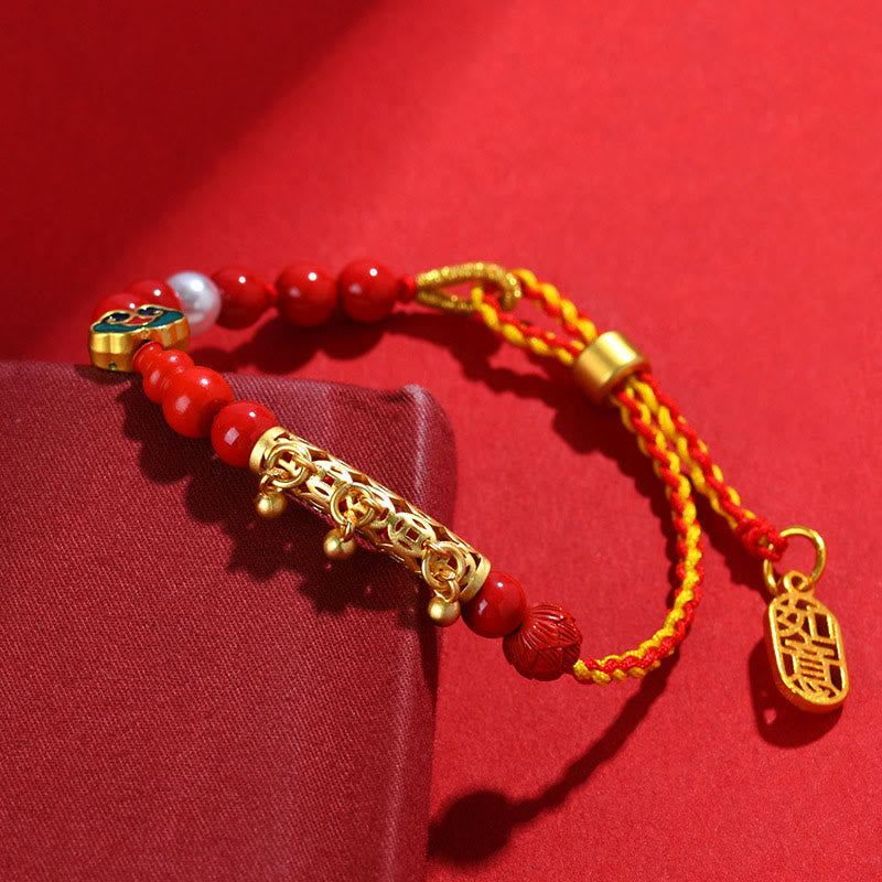 Bracelet Ruyi Calm en corde rouge cinabre