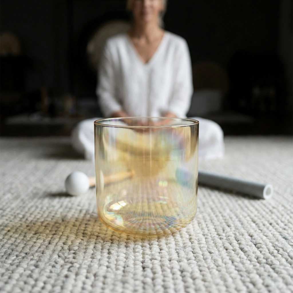 Bol chantant en cristal de citrine - Méditation et son des chakras