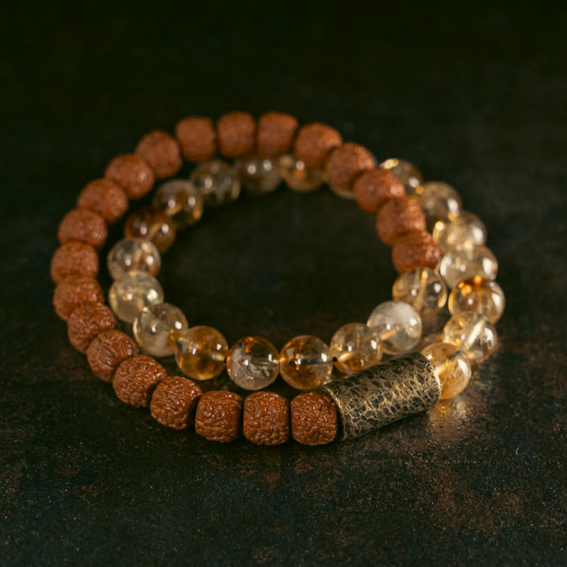 Bracelet double tour en citrine pour la prospérité et l'abondance