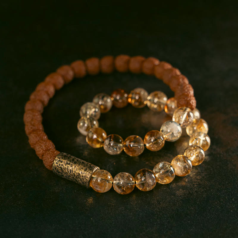 Bracelet double tour en citrine pour la prospérité et l'abondance