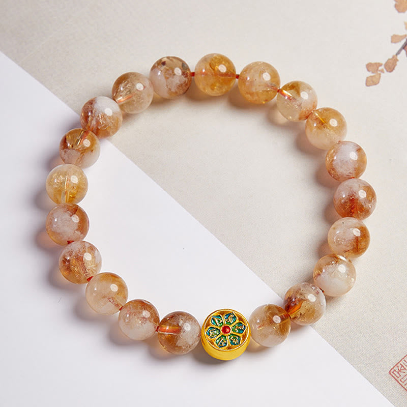 Bracelet en argent sterling avec citrine Om Mani Padme Hum