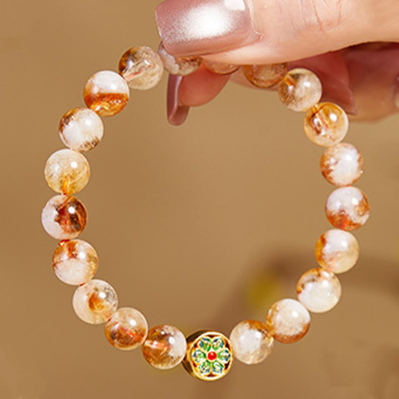 Bracelet en argent sterling avec citrine Om Mani Padme Hum