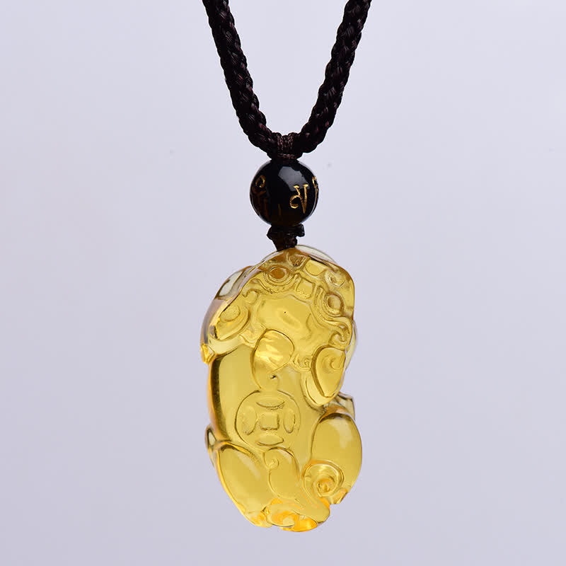 Collier PiXiu en citrine | Pendentif Feng Shui