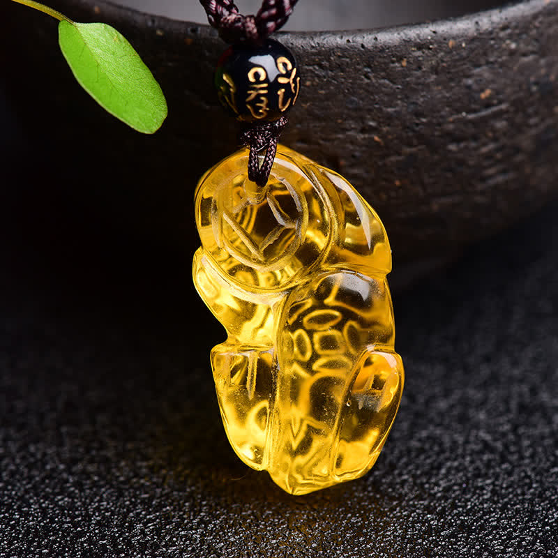 Collier PiXiu en citrine | Pendentif Feng Shui