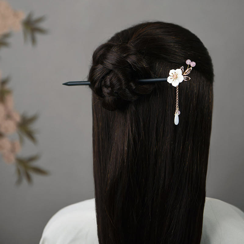 Épingle à cheveux classique chinoise en bois de Bauhinia